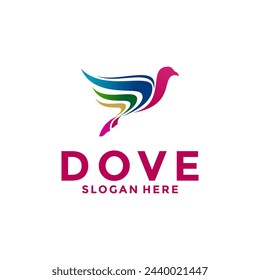 Bird dove icon logo vector, Abstract Colorful dove logo design template