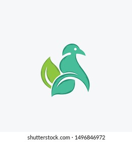 Bird Dove Leaf Naturally Vector Logo