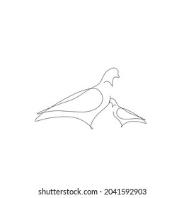 Bird dove line drawing vector illustration