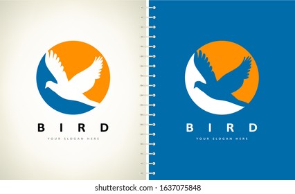 Bird dove logo vector. Animal illustration.