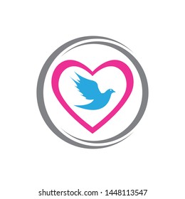Bird Dove Love Logo Template Vector