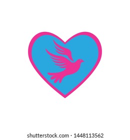 Bird Dove Love Logo Template Vector