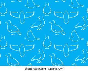 Bird Dove Minimal Outline Cartoon Background Seamless Wallpaper