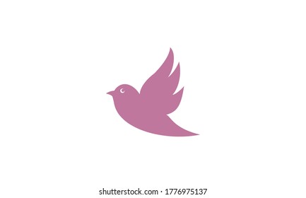 Bird dove open wings flying logo design illustration, pigeon icon