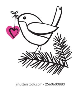 Bird dove of peace with heart