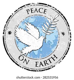 Bird dove as peace symbol stamp. International peace day emblem vector