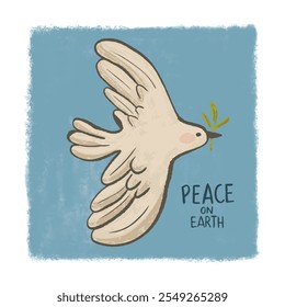 Bird Dove is a symbol of peace in the word. Flying bird with an olive branch.