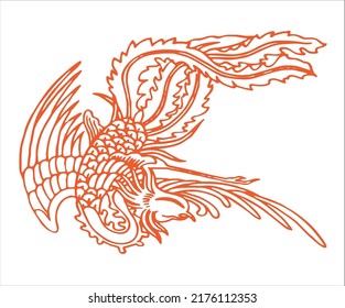 Bird dragon traditional pattern vector daquan with white background