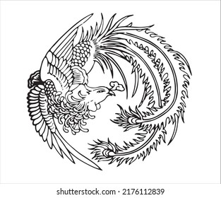 Bird dragon traditional patterns vector daquan with white background