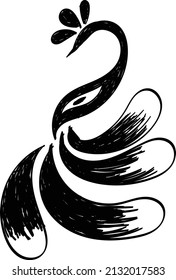 Bird drawing. element isolated on white background for decorative element. Vector illustration.