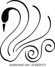 Bird drawing. element isolated on white background for decorative element. Vector illustration.