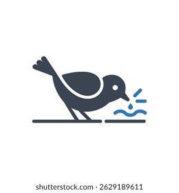 Bird Drinking Water Icon Isolated On White Background