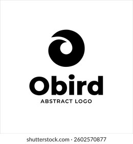 Bird dual Meaning with Letter O logo template black white