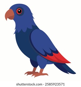 Сartoon bird dusky pionus parrot a blue color.Cute exotic  parrot.Suitable for education poster infographic guide catalog ,children's books. Pro Vector isolated on white background