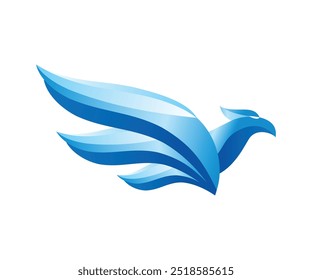 Bird eagle in blue gradation logo icon design illustration