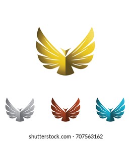 Bird or Eagle Champion Wings in Gold Silver Bronze Sapphire