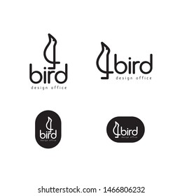 bird, eagle, hawk vector line logo design. Universal premium symbol logotype.