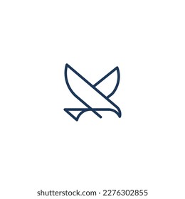 bird, eagle, hawk vector line logo design. Universal premium falcon symbol logotype.	