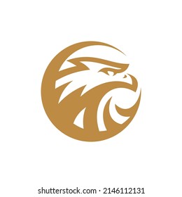 Bird eagle head logo design, falcon or hawk head badge emblem vector icon