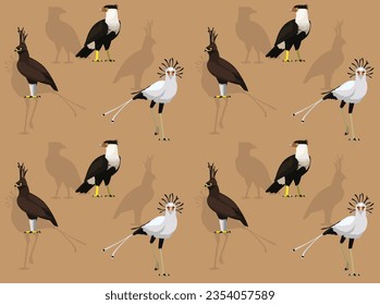 Bird Eagle Secretarybird Cartoon Seamless Wallpaper Background