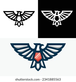 Bird Eagle Wing Emblem Shield Logo