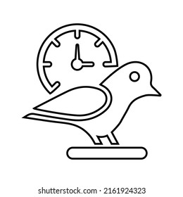 Bird, early, time outline icon. Line art vector.