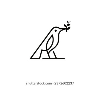 Bird eat leaf Logo and symbol