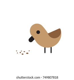 Bird eating crumbs on the floor