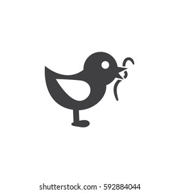 Bird Eating Worm Icon