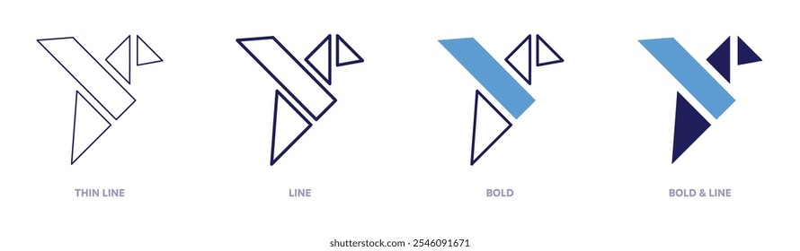 Bird ecology icon in 4 different styles. Thin Line, Line, Bold, and Bold Line. Duotone style. Editable stroke.