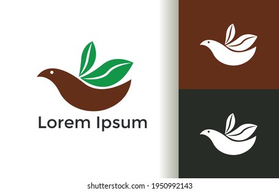 Bird ecology leaf natural medical logo company, logo vector template design. Ready to use, easy for edit.