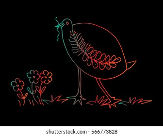 Bird and egg hand drawing illustration. 