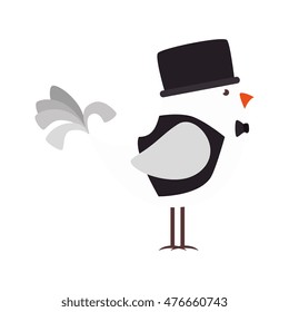 bird elegant clothes cartoon