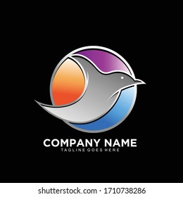 Bird elegant logo design in gradient color concept