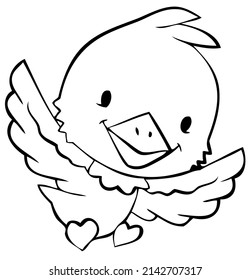 Bird. Element for coloring page. Cartoon style.