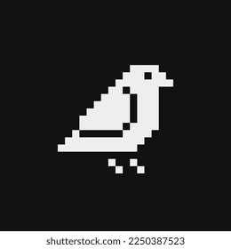Bird emoji, pixel art style icon element design for logo, app, web, sticker. Isolated abstract vector illustration. Video game sprite. 