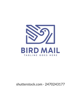 Bird and envelope paper combination logo icon symbol design. Vector illustration.