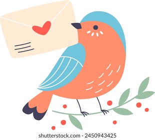 Vogel mit Umschlag Vektorillustration