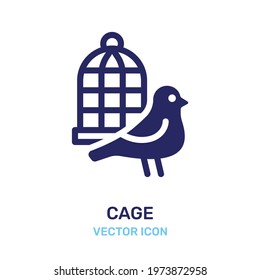 Bird escaping from the cage icon
