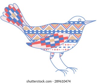 Bird ethnic. Girl child tshirt pattern design. T shirt trendy