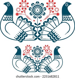 bird, ethnic, slavonic, bohemian, czech, traditional, folk, pattern, slovak, ornament, art, background, abstract, vector, flower, texture, design, summer, isolated, nature, illustration, spring, love,