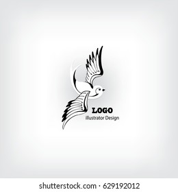 bird with expanded wings. Logo design