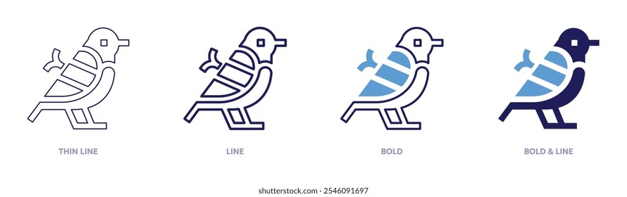 Bird experts icon in 4 different styles. Thin Line, Line, Bold, and Bold Line. Duotone style. Editable stroke.