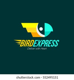 Bird Express Logo Design template. Vector Illustration