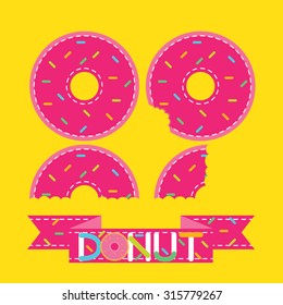 Bird Eye View Dough-nut or Donut Vector and Icon