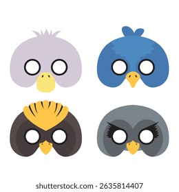 Bird Face Birthday Mask Flat Design Cartoon Icon Illustration