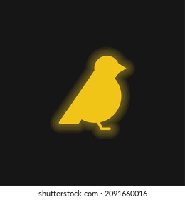 Bird Facing Right yellow glowing neon icon