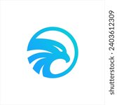 Bird falcon and circle frame logo design, eagle or hawk badge emblem vector icon