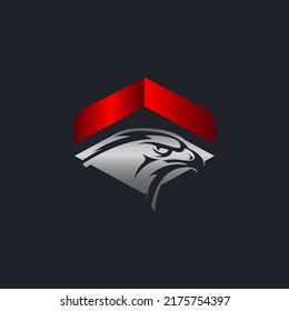 Bird falcon and circle frame logo design, eagle or hawk badge emblem vector icon.EPS 10