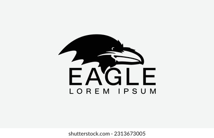 Bird falcon and circle frame logo design, eagle or hawk badge emblem vector icon